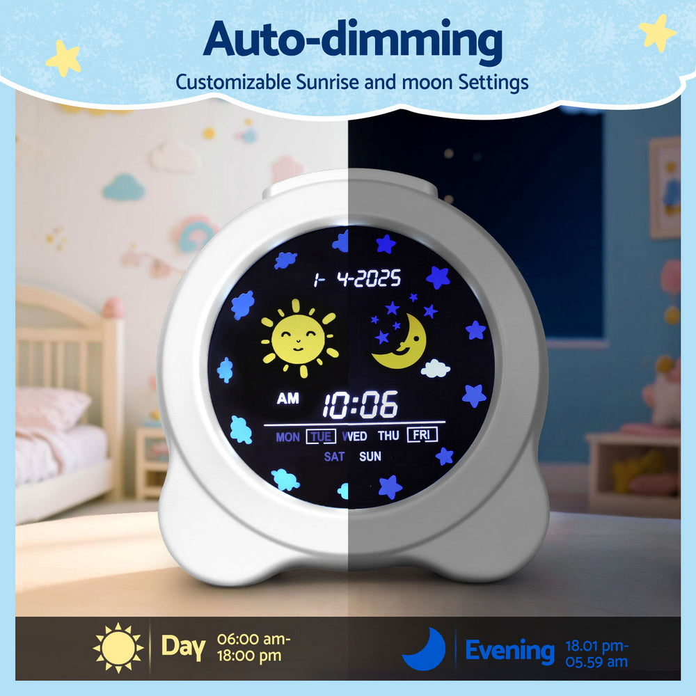 Artiss 3.8" Digital Day Clock with Dual Alarm, Nature Sounds, Calendar, White - SuperSaverAU - view 4