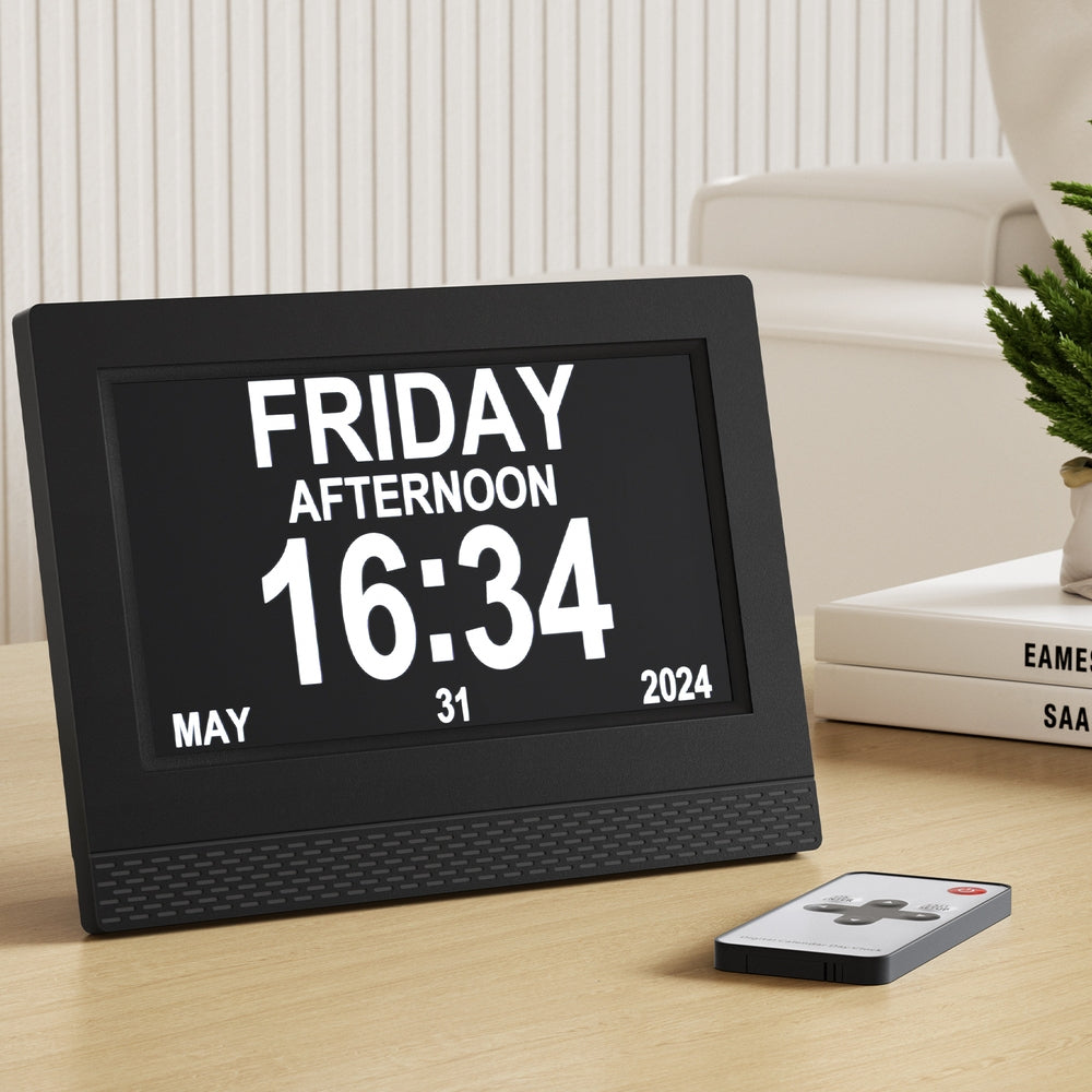 Artiss 7" Digital Day Clock with LCD Display, 21 Alarms, Photo Frame, Remote - SuperSaverAU - view 7