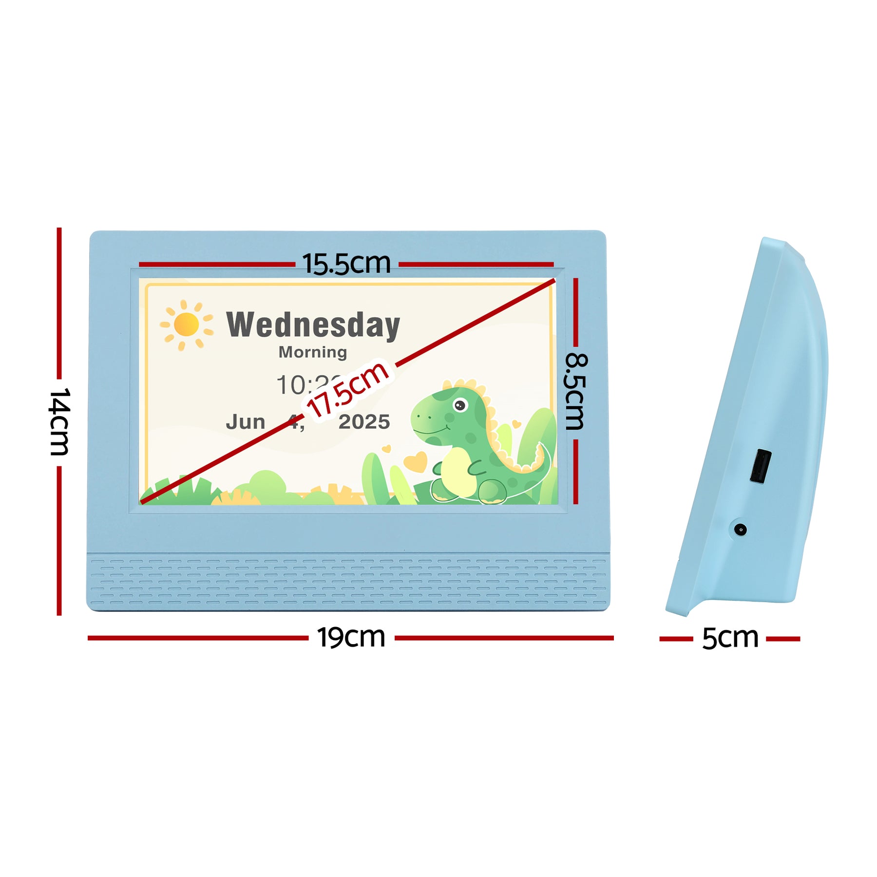 Artiss 7" Digital Day Clock Calendar Alarm LCD Children Sleep Trainer Clocks Blue - SuperSaverAU - view 3