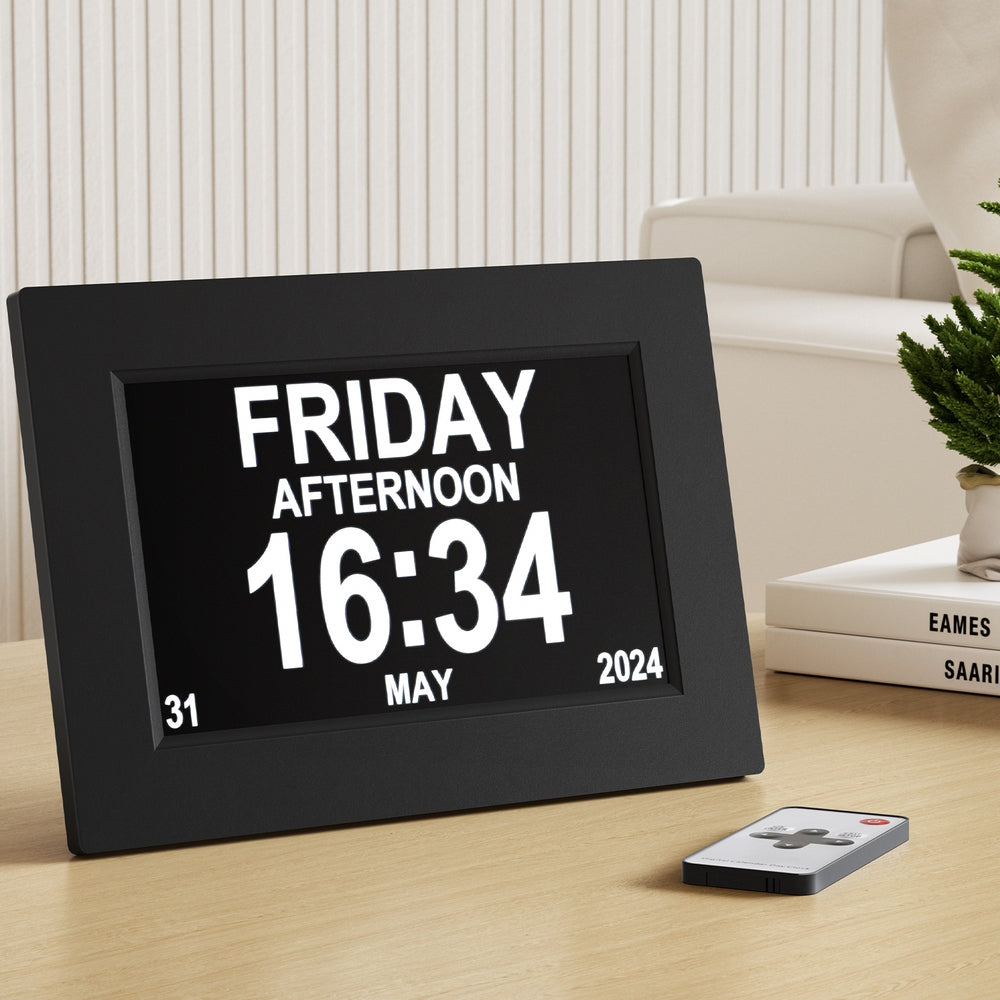 Artiss Digital Day Clock with Alarm & 8 Inch LCD Display - Black