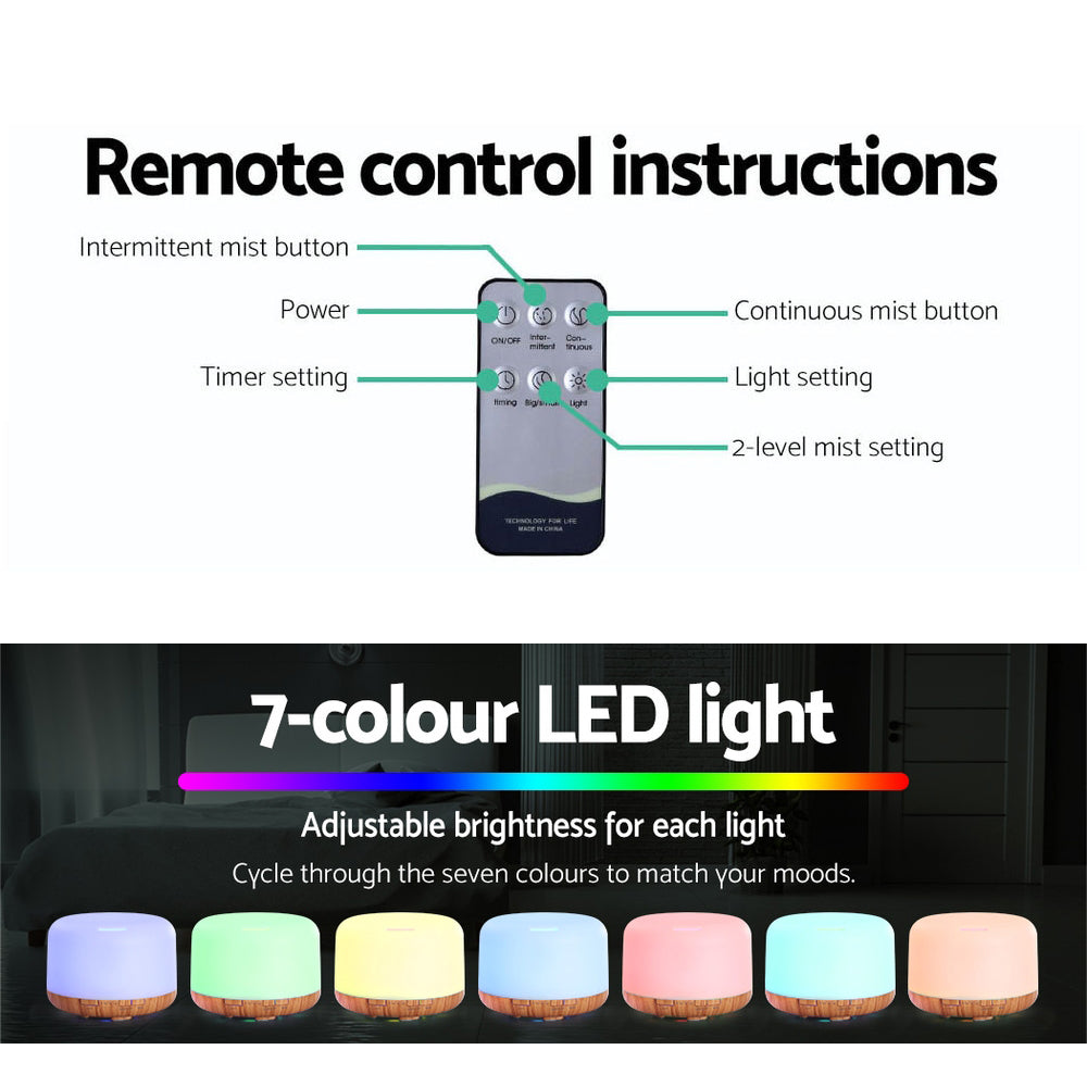 Devanti Aroma Diffuser Aromatherapy Humidifier 500ml - SuperSaverAU - view 6