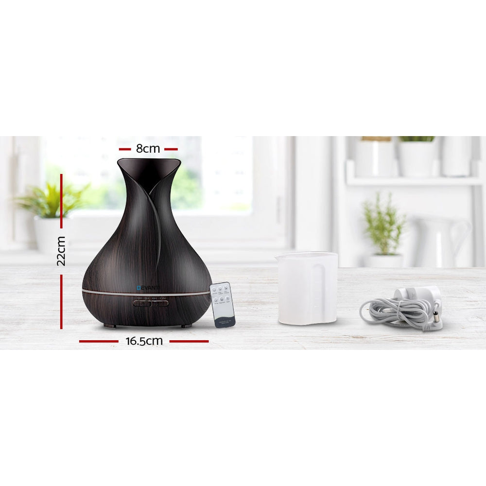 Devanti Aroma Diffuser Aromatherapy Dark Wood 400ml - SuperSaverAU - view 4