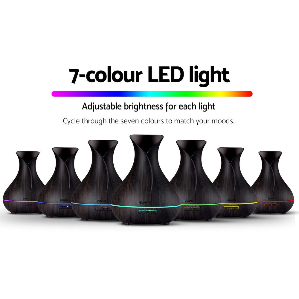 Devanti Aroma Diffuser Aromatherapy Dark Wood 400ml - SuperSaverAU - view 7