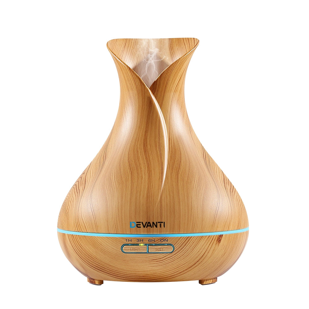 Devanti Aroma Diffuser Aromatherapy Light Wood 400ml - SuperSaverAU - view 1