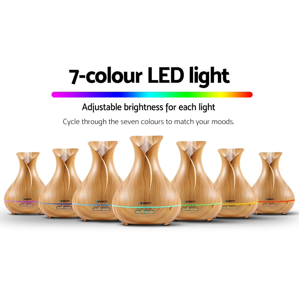 Devanti Aroma Diffuser Aromatherapy Light Wood 400ml - SuperSaverAU - view 5