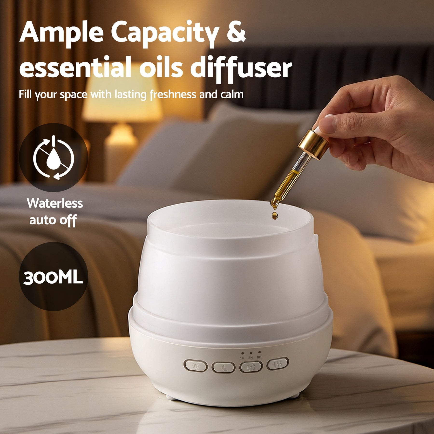 Devanti 300ml Ultrasonic Aroma Diffuser with LED Light - Wood Grain
