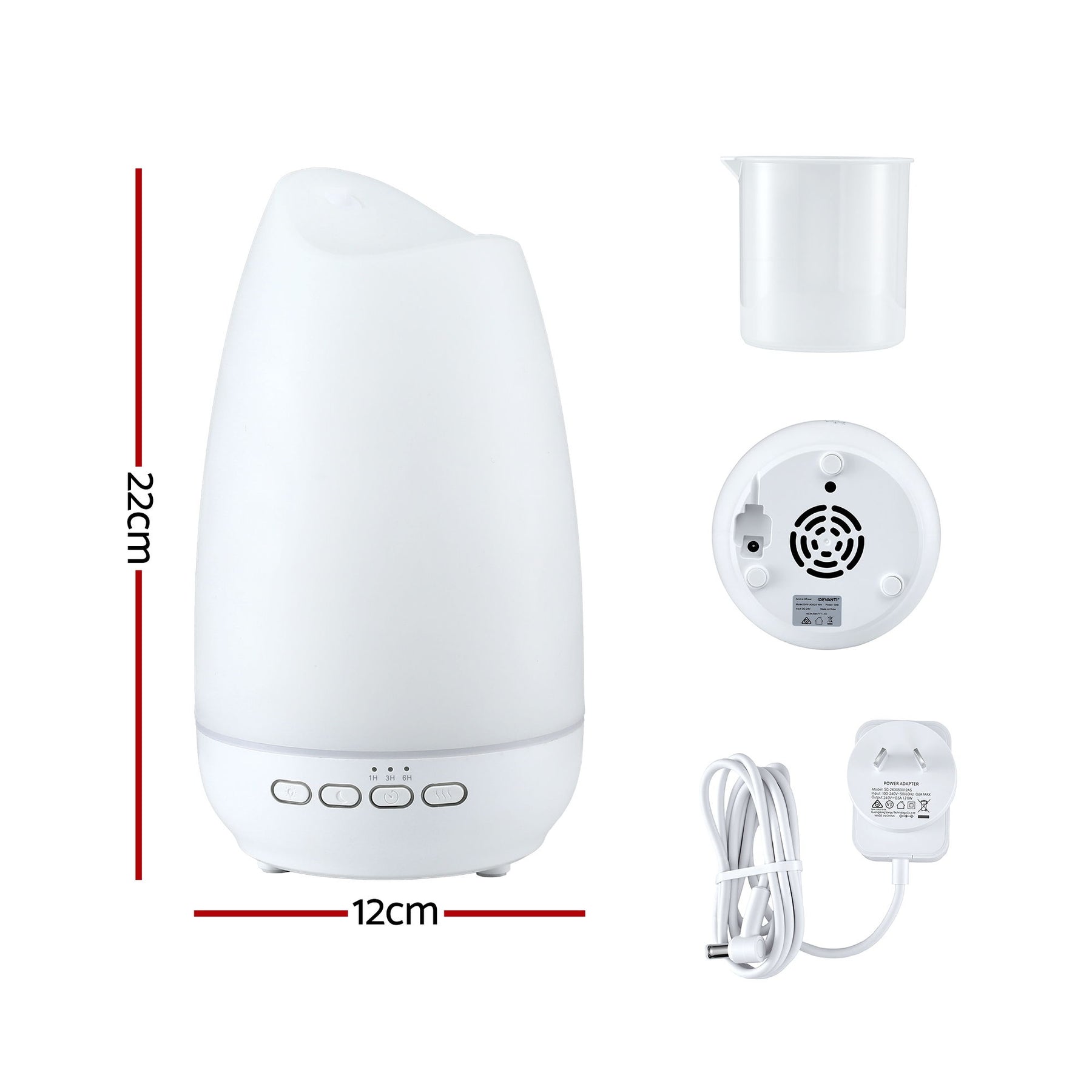 Devanti 300ml Ultrasonic Aroma Diffuser with LED Light - Tulip