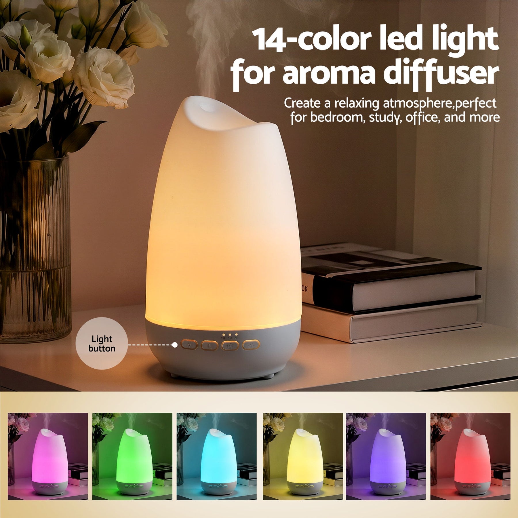 Devanti 300ml Ultrasonic Aroma Diffuser with LED Light - Tulip