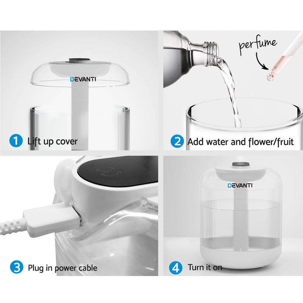 Devanti Ultrasonic Aroma Diffuser 1L - Humidifier, Purifier, Night Light - SuperSaverAU - view 7