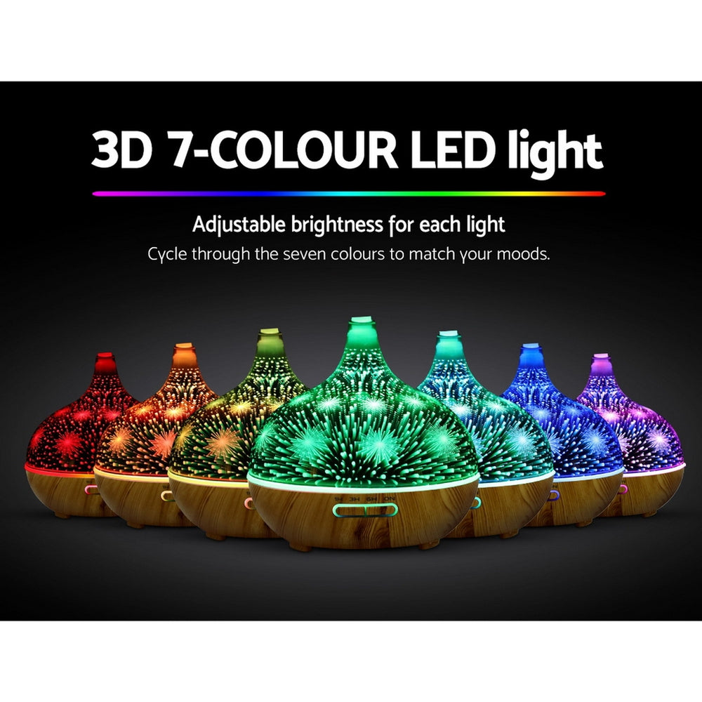 Devanti Aroma Diffuser Aromatherapy 3D Glass 400ml - SuperSaverAU - view 3