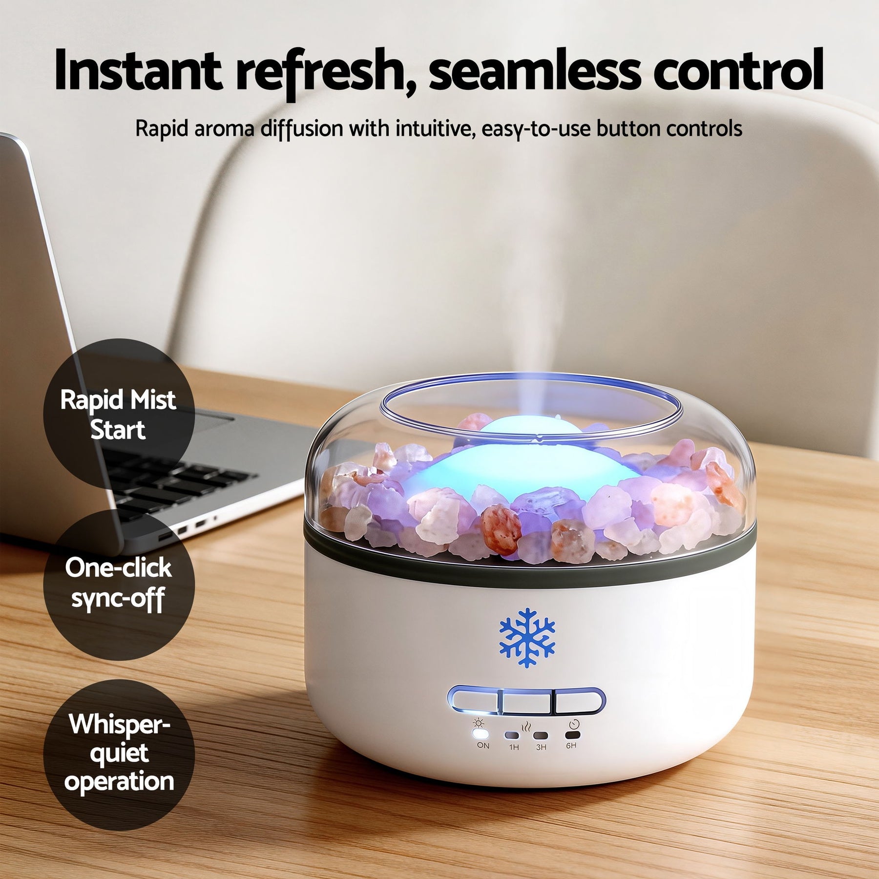 Devanti 150ml Salt Lamp Aroma Diffuser with 14 LED Colours
