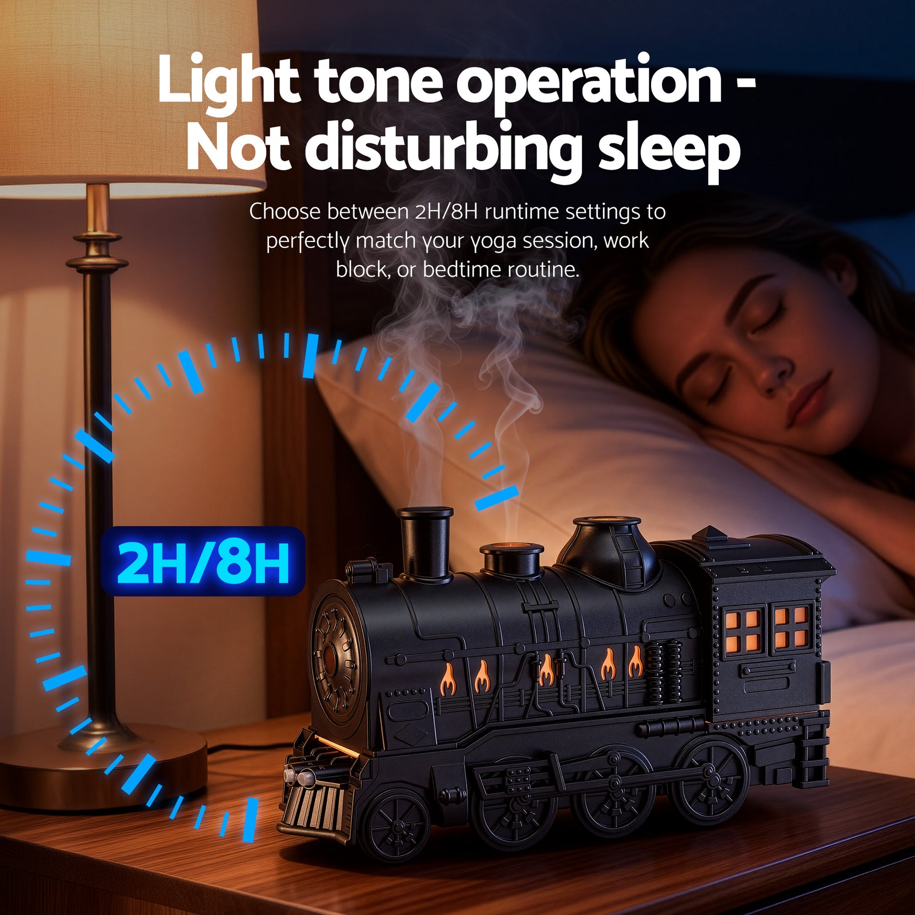 Devanti Train Aroma Diffuser 300ml with Smoke Ring LED Timer