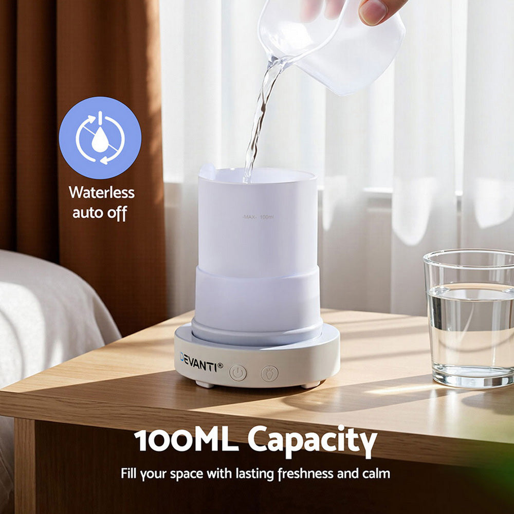 Devanti Ultrasonic Aroma Diffuser 100ml, 4-in-1 Humidifier & LED Night Light - SuperSaverAU - view 8