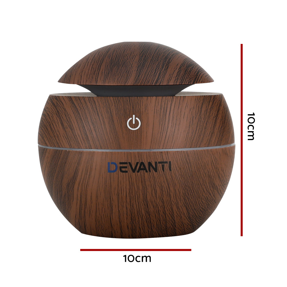 Devanti Aroma Diffuser Aromatherapy Dark Wood 130ml - SuperSaverAU - view 2