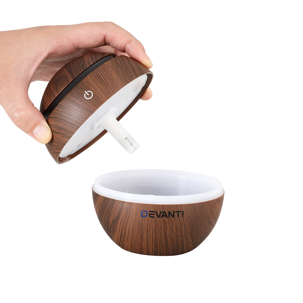 Devanti Aroma Diffuser Aromatherapy Dark Wood 130ml - SuperSaverAU - view 4