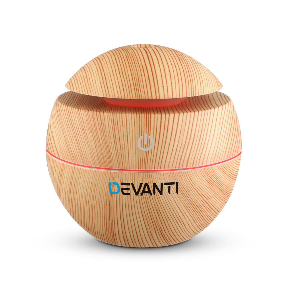 Devanti Aroma Diffuser Aromatherapy Light Wood 130ml - SuperSaverAU - view 1