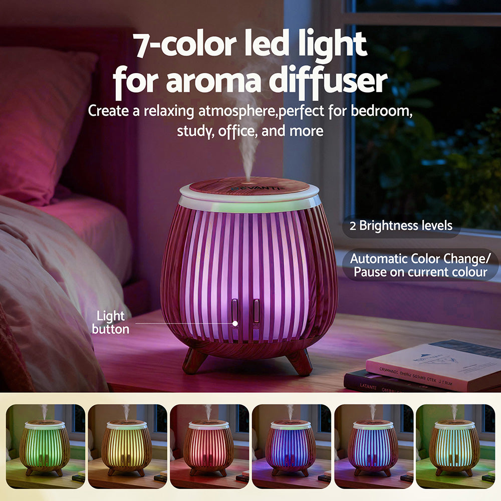 Devanti Aroma Diffuser 140ml Ultrasonic Humidifier with LED Lights, Deep Wood - SuperSaverAU - view 5