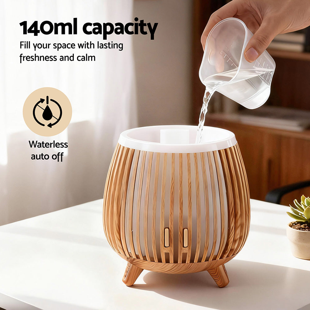 Devanti Aroma Diffuser 140ml Ultrasonic Humidifier with LED Lights, Deep Wood - SuperSaverAU - view 6
