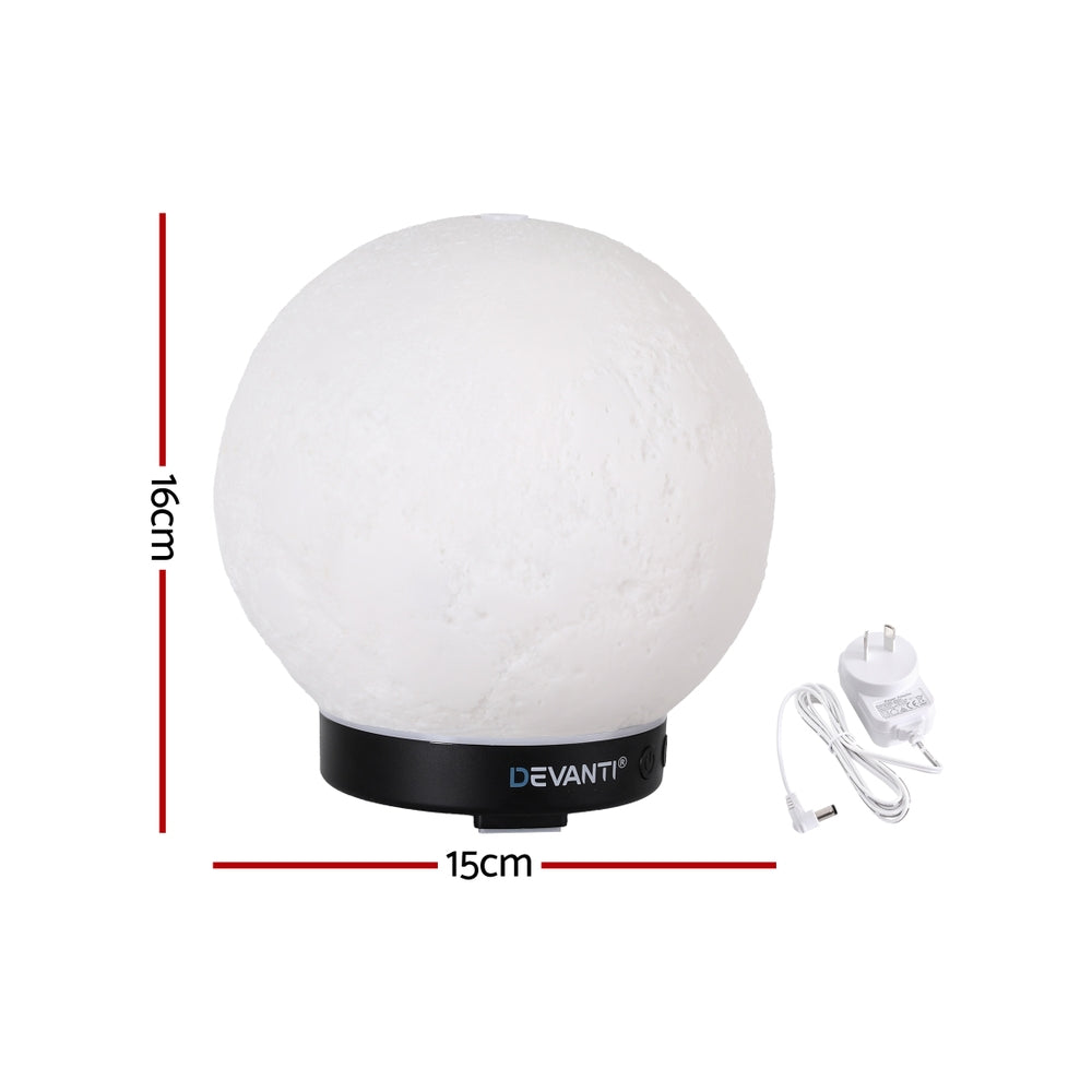Devanti Aroma Diffuser 200ml Ultrasonic Moon Lamp with 7-Colour LED Night Light - SuperSaverAU - view 3