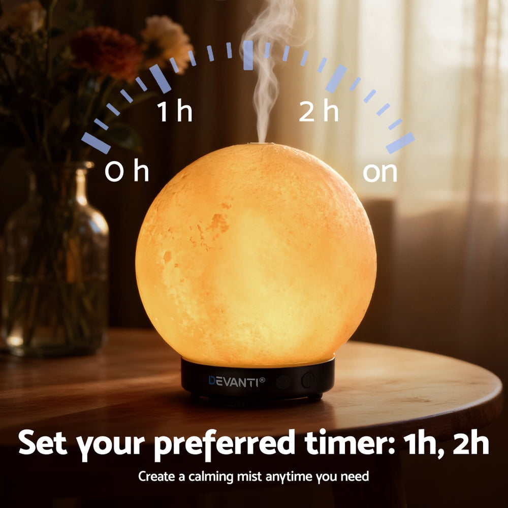 Devanti Aroma Diffuser 200ml Ultrasonic Moon Lamp with 7-Colour LED Night Light - SuperSaverAU - view 7