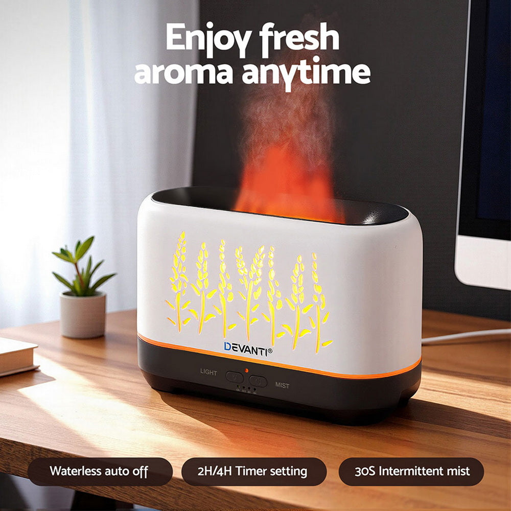 Devanti Aroma Diffuser 200ml with Simulated Flame Effect, Ultrasonic Mist, Timer - SuperSaverAU - view 5