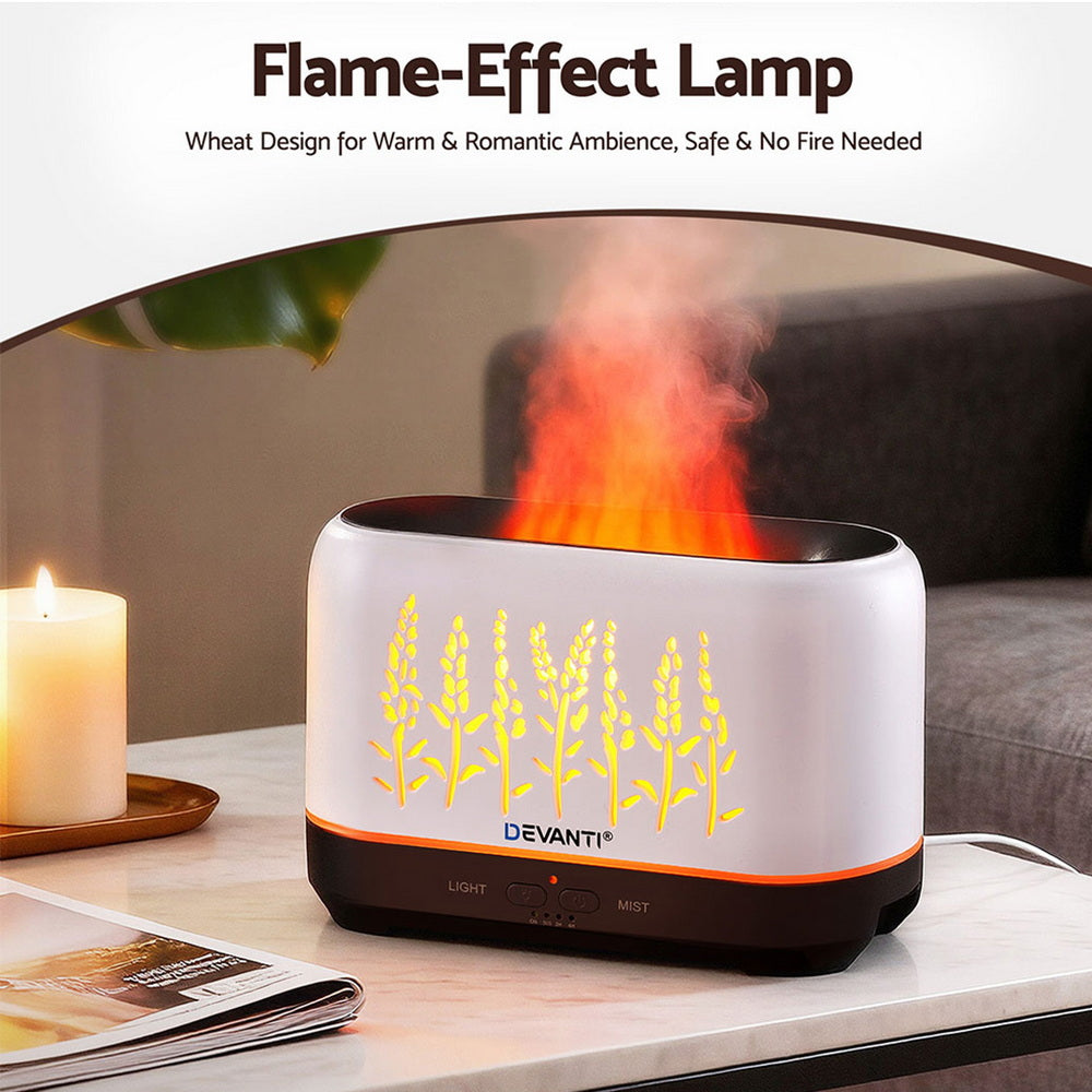 Devanti Aroma Diffuser 200ml with Simulated Flame Effect, Ultrasonic Mist, Timer - SuperSaverAU - view 6