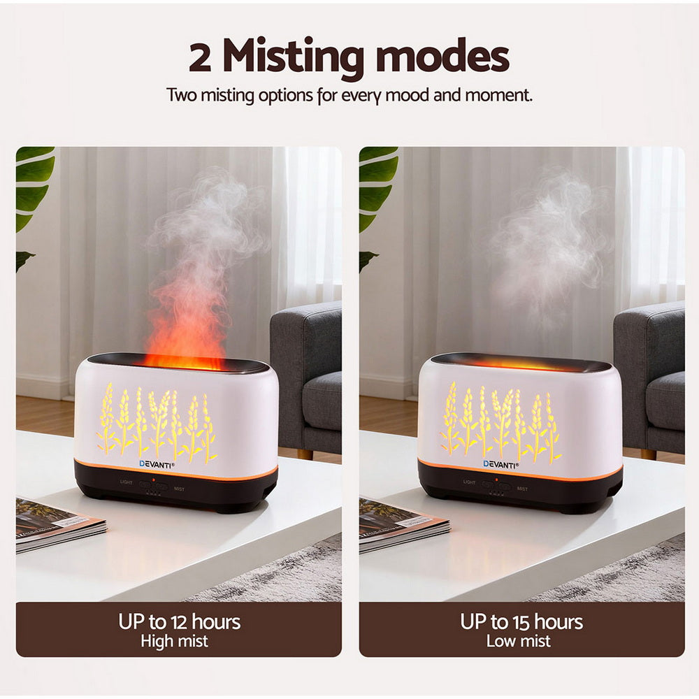Devanti Aroma Diffuser 200ml with Simulated Flame Effect, Ultrasonic Mist, Timer - SuperSaverAU - view 7
