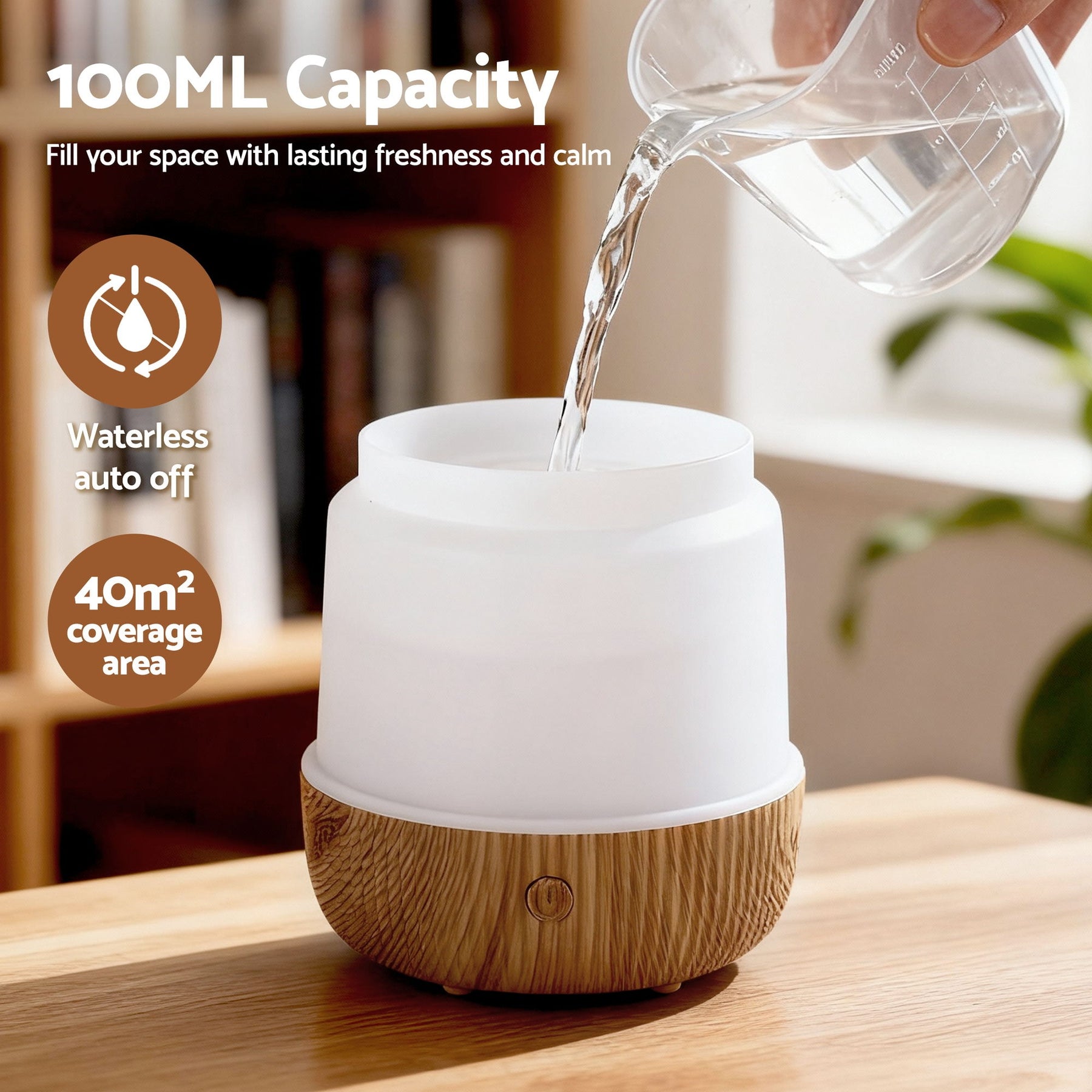 Devanti Ultrasonic Aroma Diffuser 100ml, 7-Colour LED, Humidifier, Night Light - SuperSaverAU - view 6