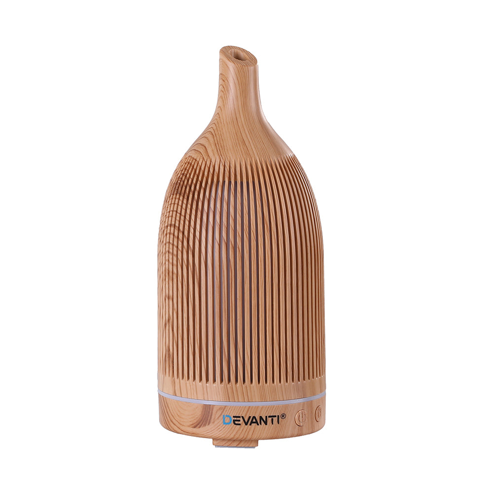Devanti Ultrasonic Aroma Diffuser Aromatherapy 200ml LED Lights Iron Humidifier Forest Light wood grain - SuperSaverAU - view 4