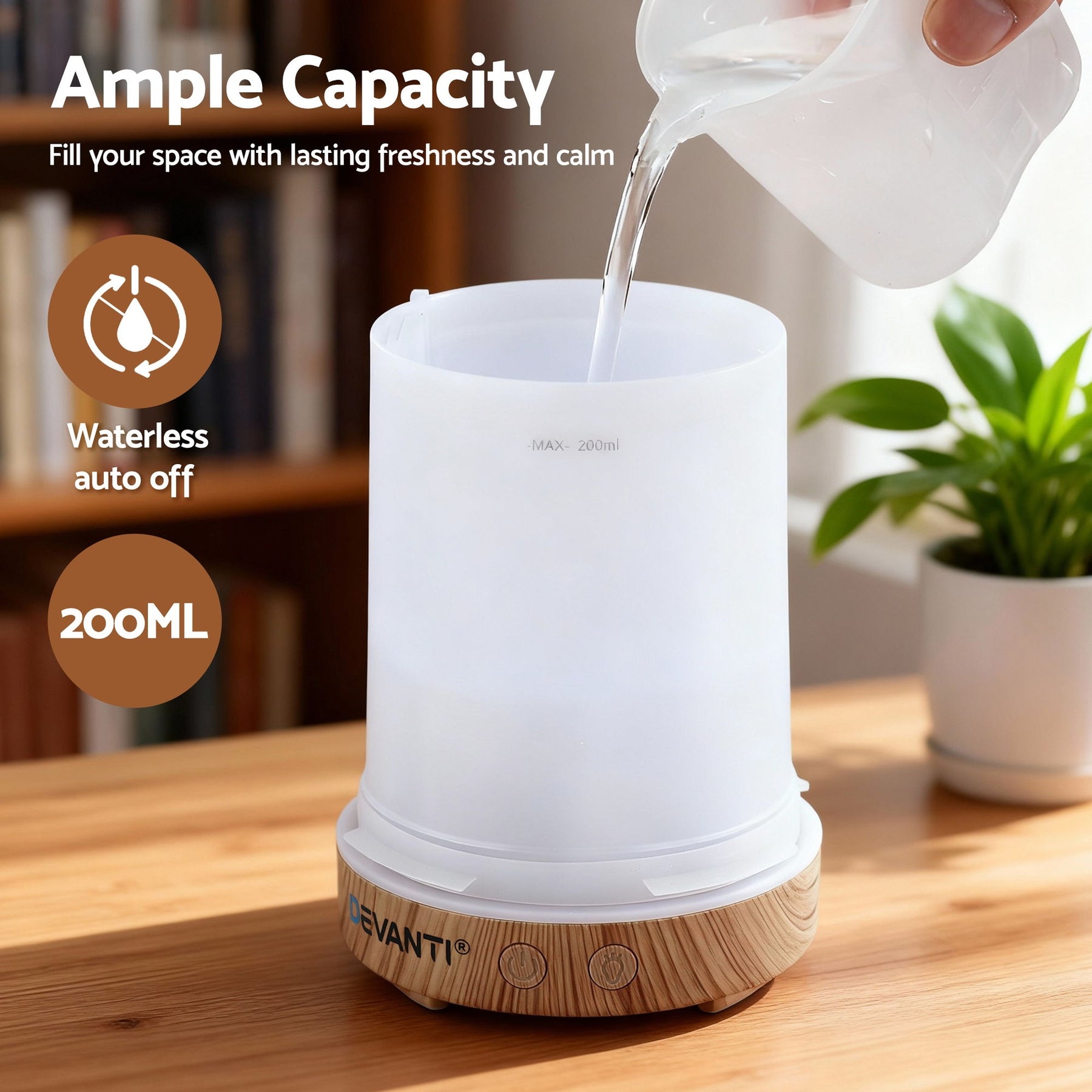 Devanti Aroma Diffuser 200ml Ultrasonic Humidifier with LED Lights and Timer - SuperSaverAU - view 8