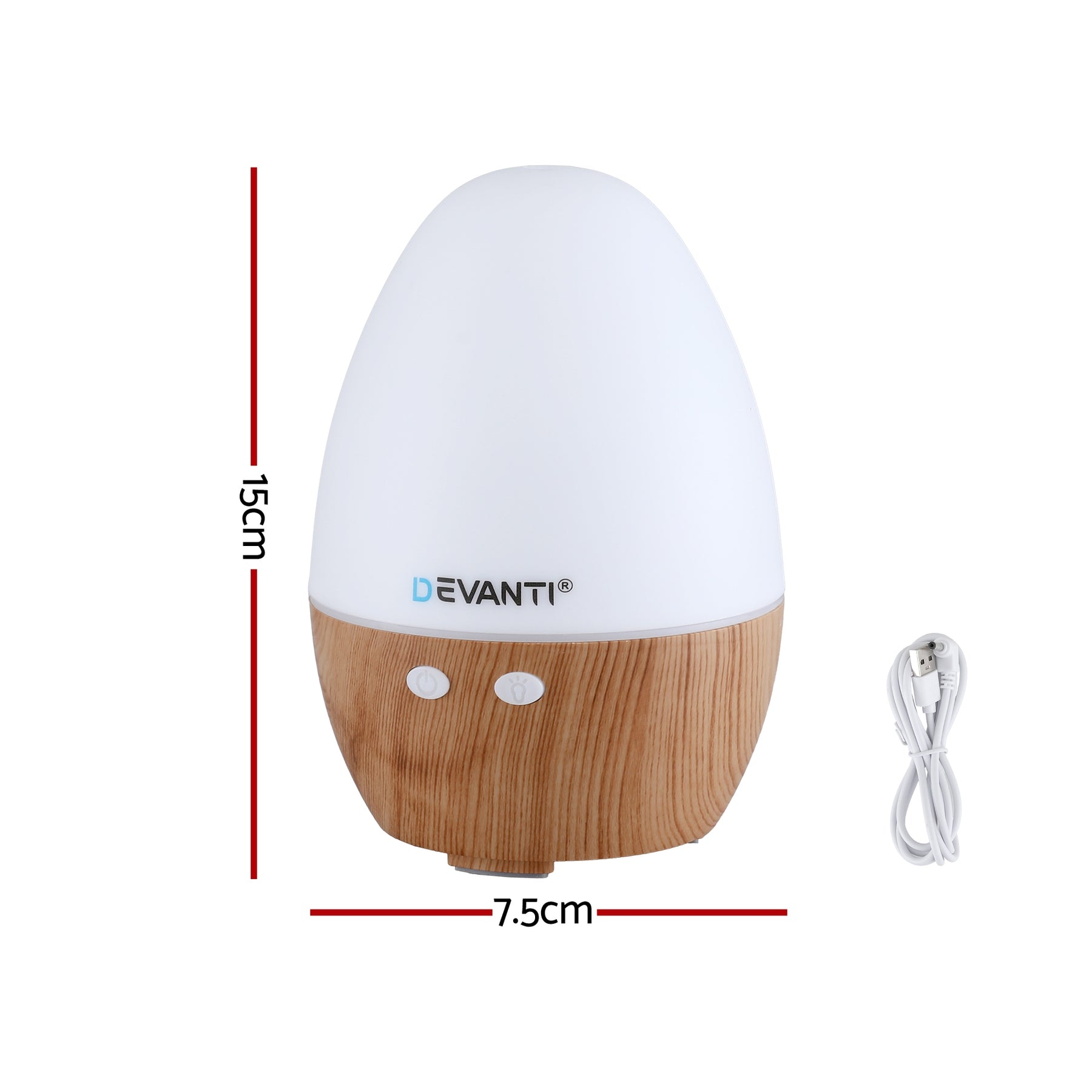 Devanti Aroma Diffuser 130ml Ultrasonic Humidifier with LED Lights and Timer - SuperSaverAU - view 2