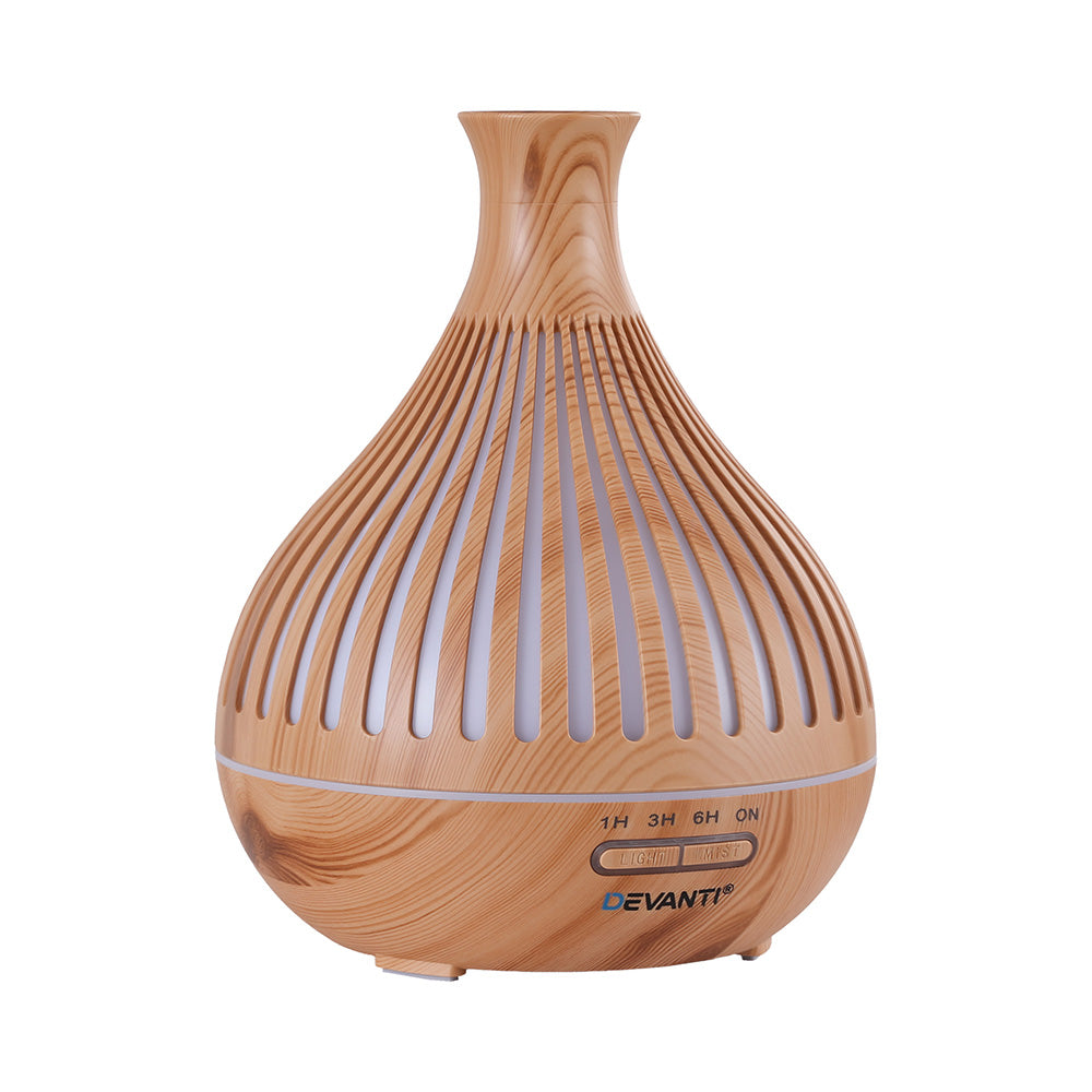 Devanti Aroma Diffuser 400ml Wood Grain Humidifier with LED Lights & Timer - SuperSaverAU - view 4