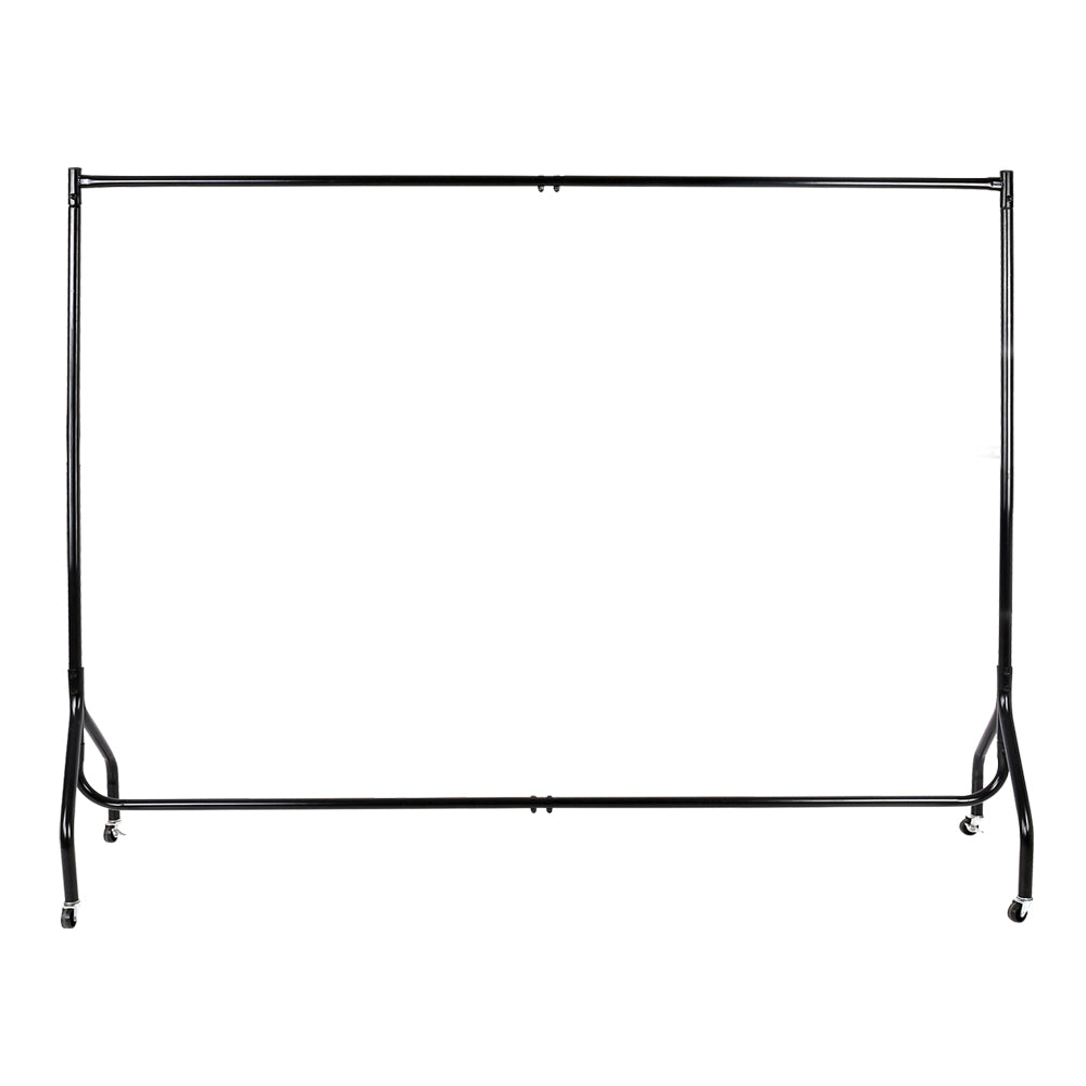 Artiss 6FT Metal Garment Display Rail - Black, 60kg Capacity, Rolling Castors