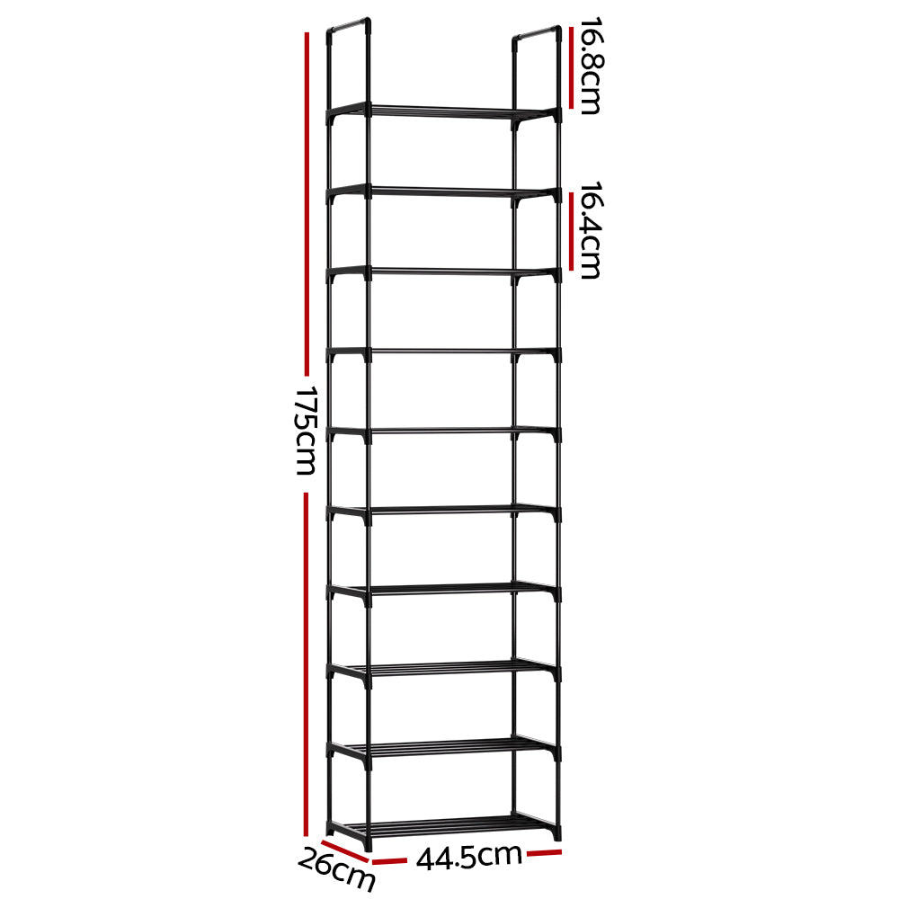 Artiss 10-Tier Stackable Shoe Rack Black - SuperSaverAU - view 4