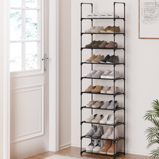 Artiss 10-Tier Stackable Shoe Rack Black