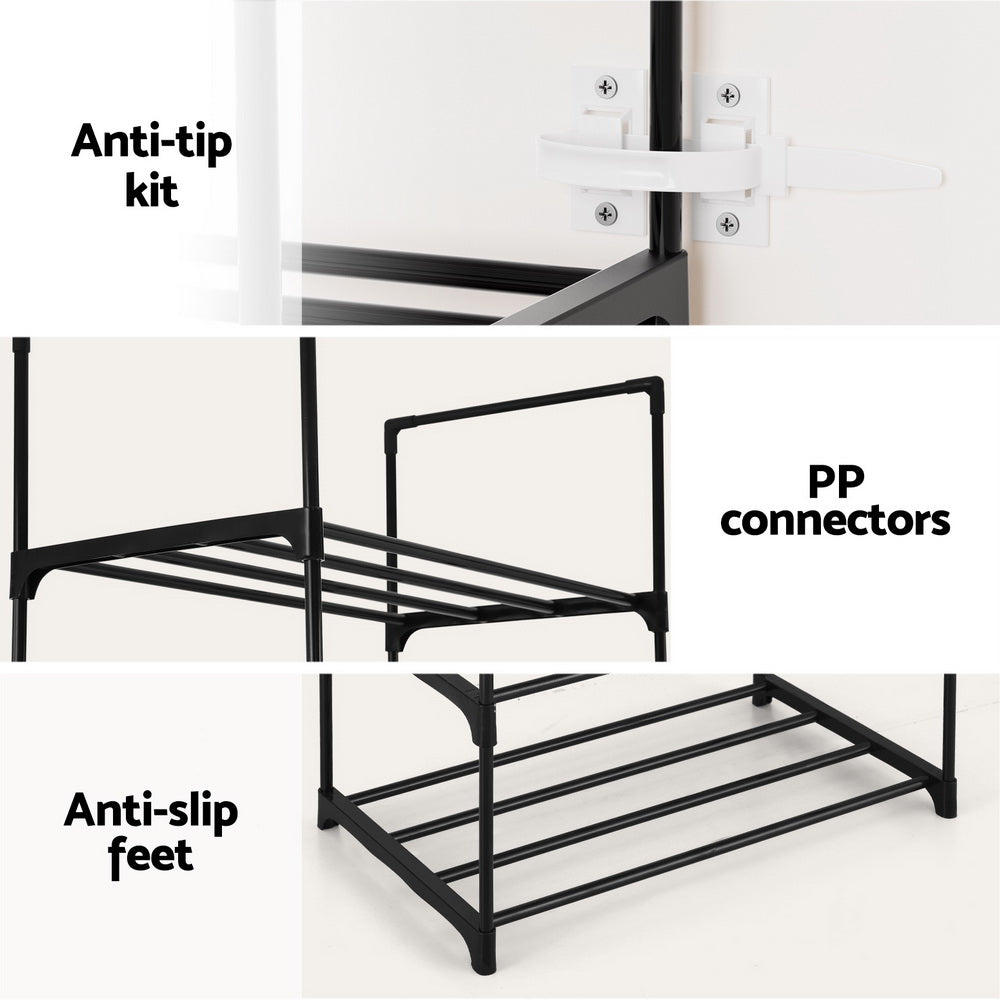Artiss 10-Tier Stackable Shoe Rack Black - SuperSaverAU - view 8