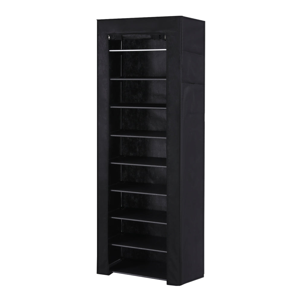 Artiss 10-Tier Shoe Rack Cabinet with Removable Cover - Black