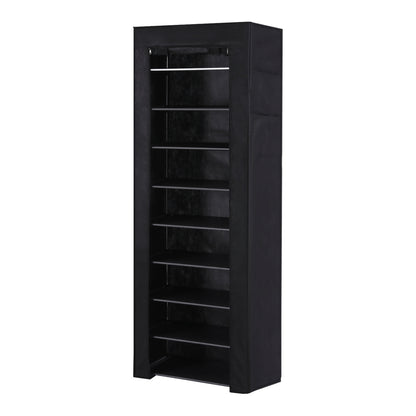 Artiss 10-Tier Shoe Rack Cabinet with Removable Cover - Black