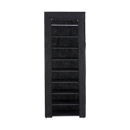 Artiss 10-Tier Shoe Rack Cabinet with Removable Cover - Black