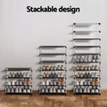Artiss 10-Tier Shoe Rack Cabinet with Removable Cover - Black - SuperSaverAU - view 6