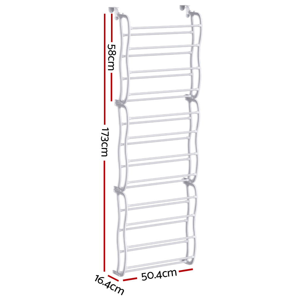 Artiss Shoe Rack 12-Tier Hanging Over Door Organiser for 24 Pairs, White - SuperSaverAU - view 2