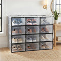 Artiss Set of 12 Stackable Shoe Storage Boxes Black Transparent Organiser