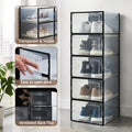 Artiss Set of 12 Stackable Shoe Storage Boxes Black Transparent Organiser