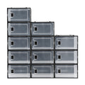 Artiss Set of 12 Stackable Shoe Storage Boxes Black Transparent Organiser