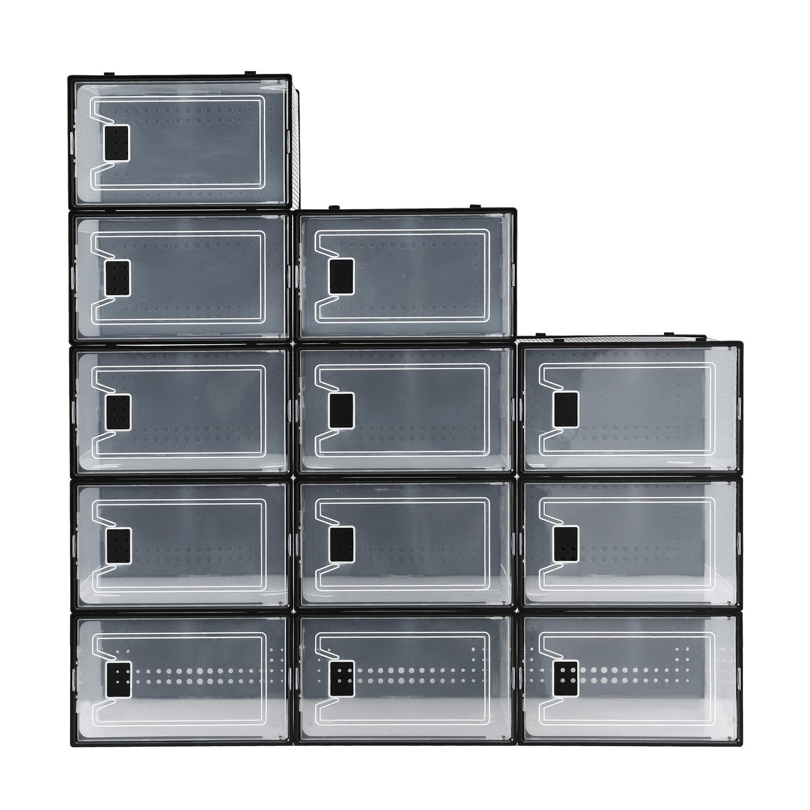 Artiss Set of 12 Stackable Shoe Storage Boxes Black Transparent Organiser