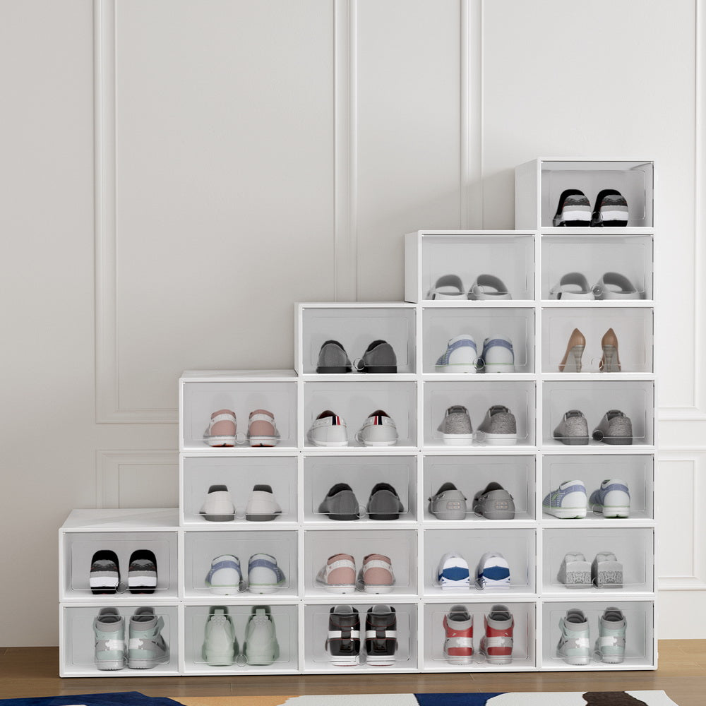 Artiss Abel Shoe Storage Boxes Set of 24, Foldable, Stackable, 33x23x14cm - SuperSaverAU - view 1