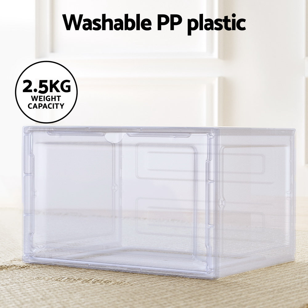 Artiss Shoe Storage Boxes Set of 2, 36x29x22cm, Stackable with Magnetic Door - SuperSaverAU - view 5