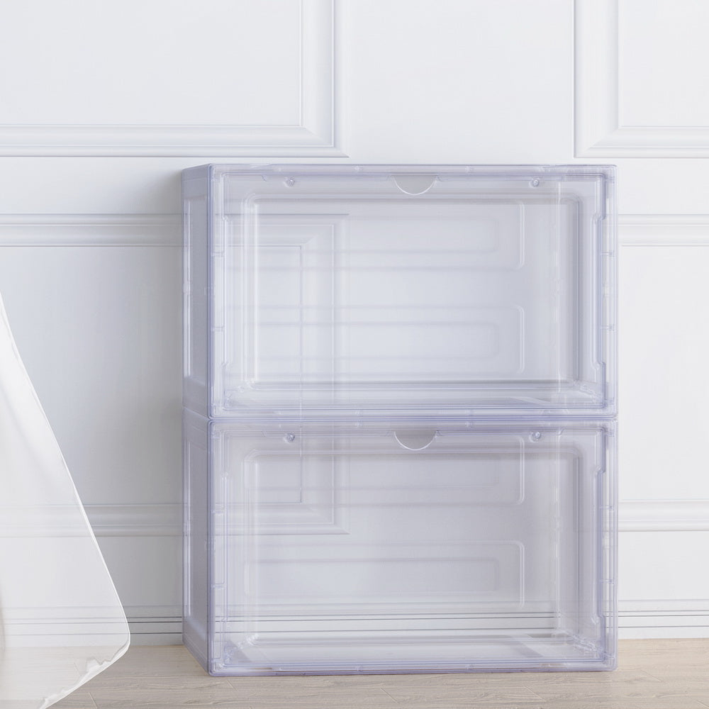 Artiss Shoe Storage Boxes Set of 2, 36x29x22cm, Stackable with Magnetic Door - SuperSaverAU - view 1