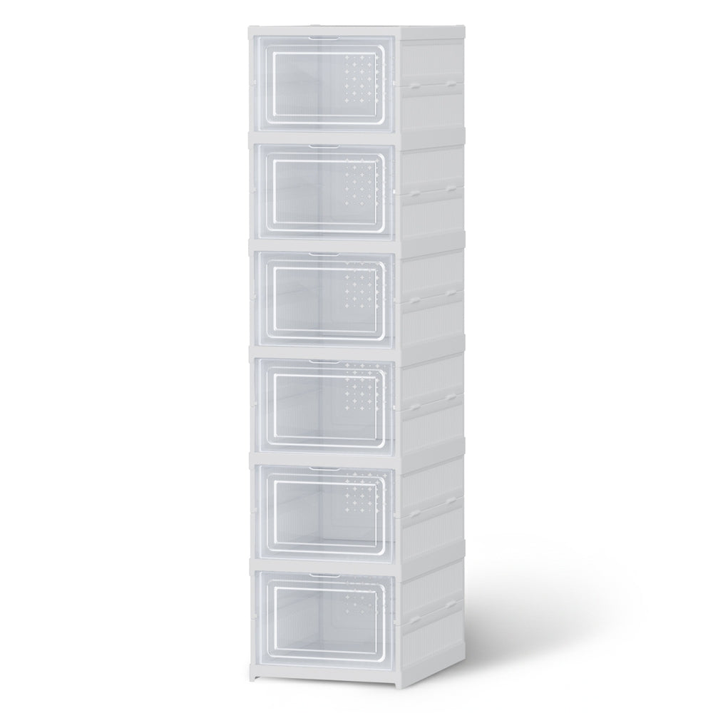 Artiss 6-Tier Foldable Shoe Rack Organizer - White