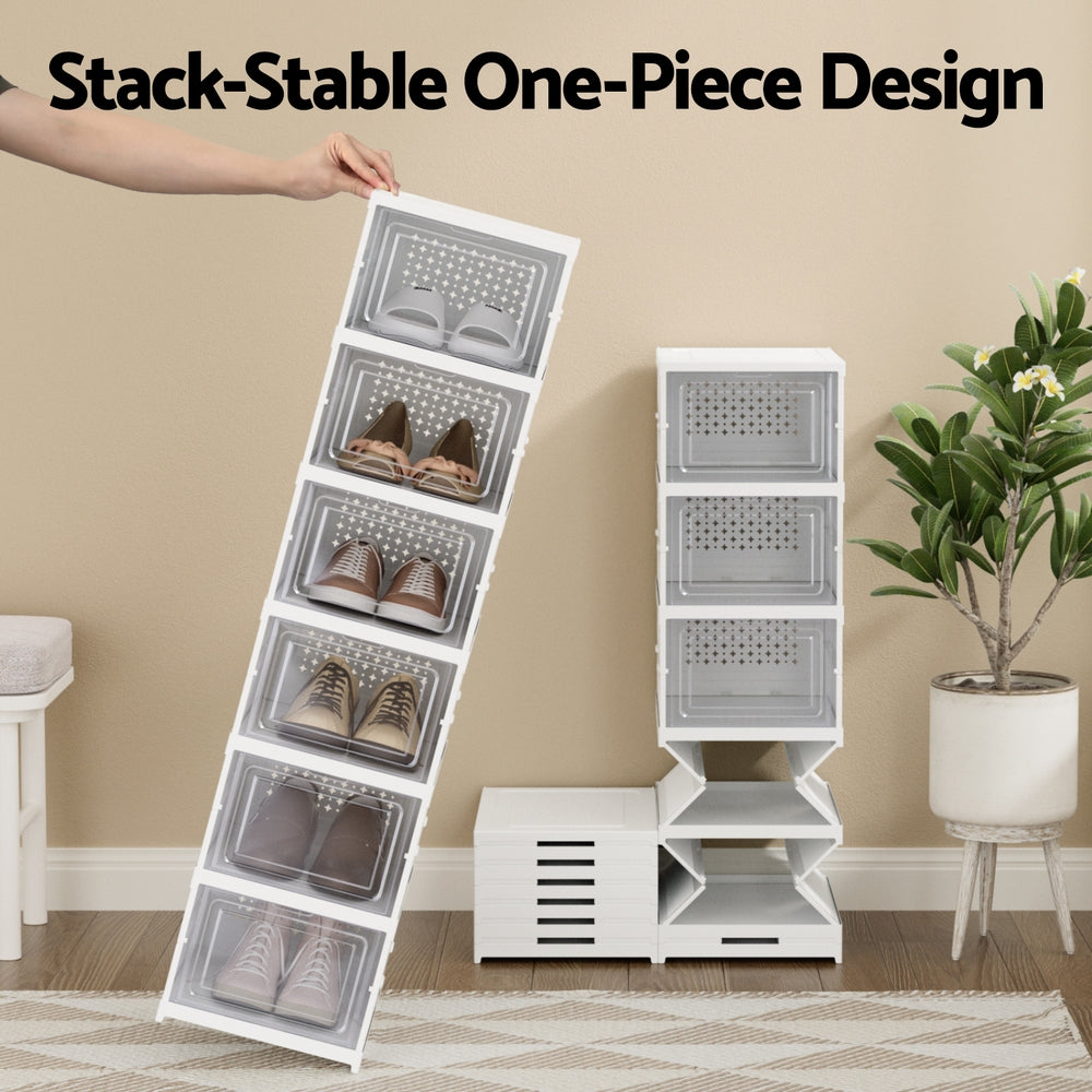Artiss 6-Tier Foldable Shoe Rack Organizer - White
